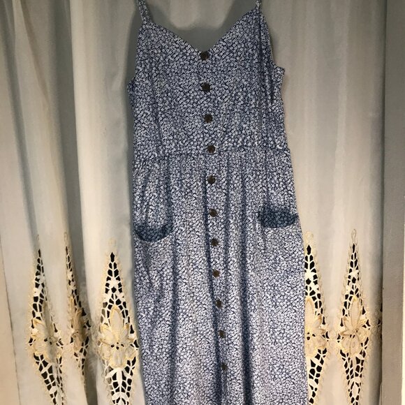 Angashion  Cute Summer Bohemian Spaghetti Strap Button Down Swing Midi Dress XL - Picture 4 of 12